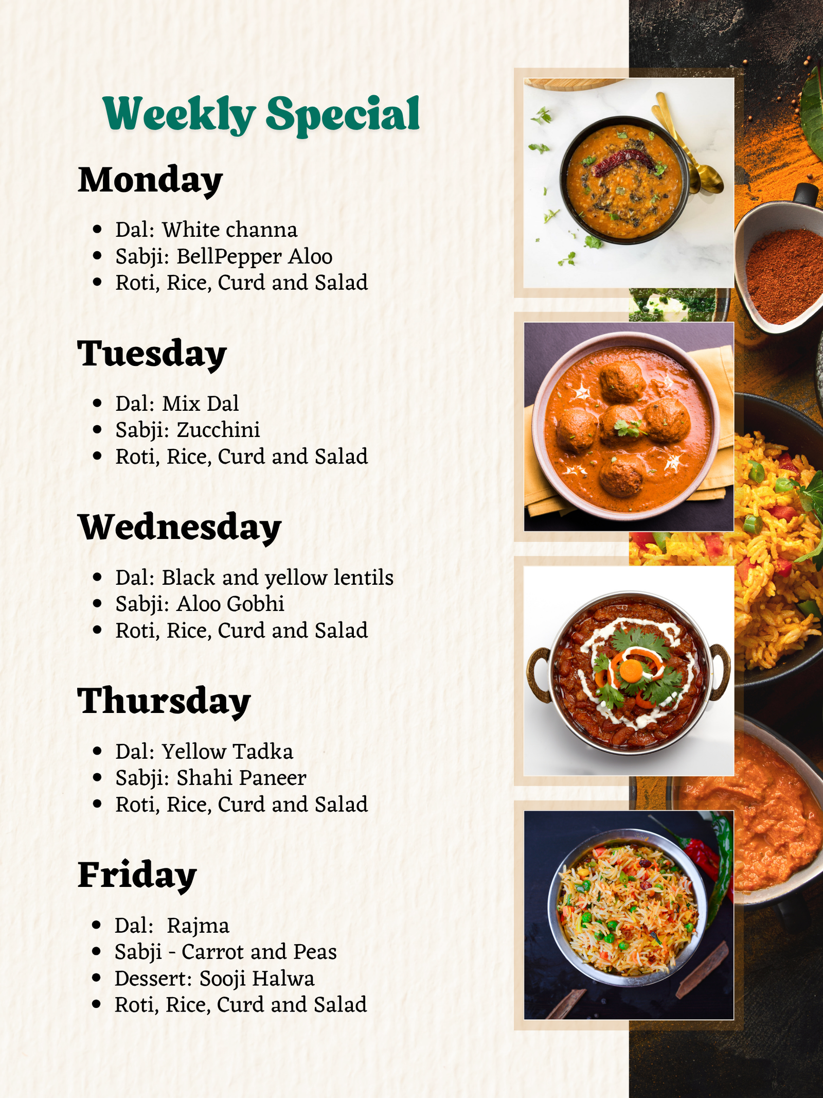 Curry Kitchen Menu May 19 - May 23